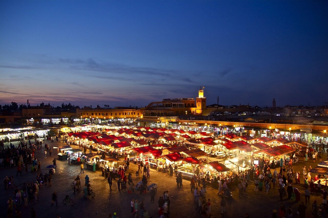 Photo by Jonny_Joka Jemaa el-Fnaa square Marrakech at sunset with food stalls