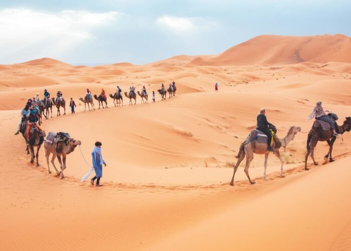 camel trek Morocco Sahara desert Merzouga dunes