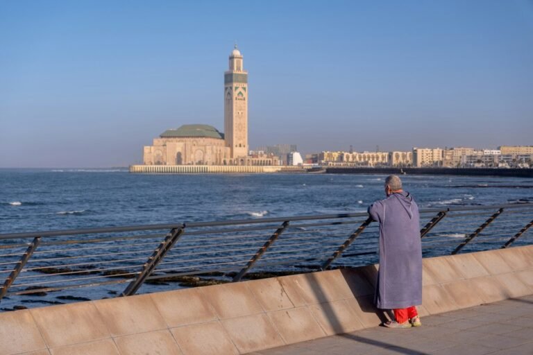 Hassan II Mosque overlooking the Atlantic Ocean