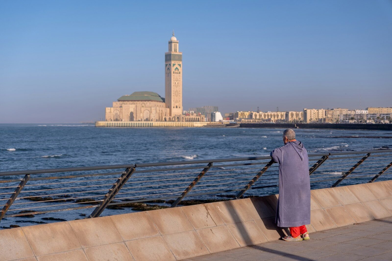 Hassan II Mosque overlooking the Atlantic Ocean